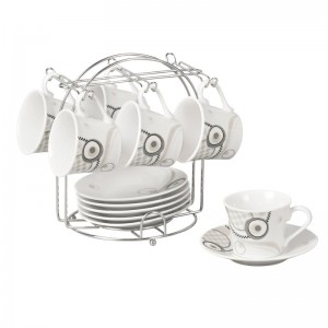 Lorren Home Trends Espresso Cup and Saucer Set with Metal Stand LHT1715